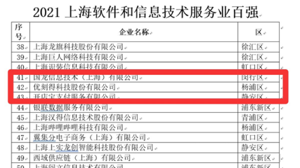 UCloud優(yōu)刻得榮登“2021上海軟件和信息技術(shù)服務業(yè)百強”榜單